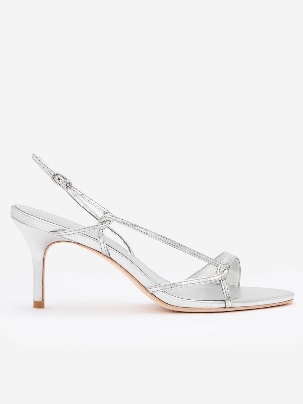 Reformation Nino Silver Sling Back Kitten Heel Sandals Size 8 - Picture 3 of 13